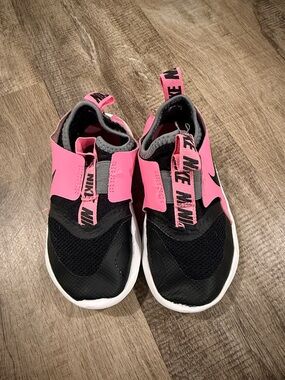 Nike Kids Pink and Black No-Tie Slip-On Sneakers